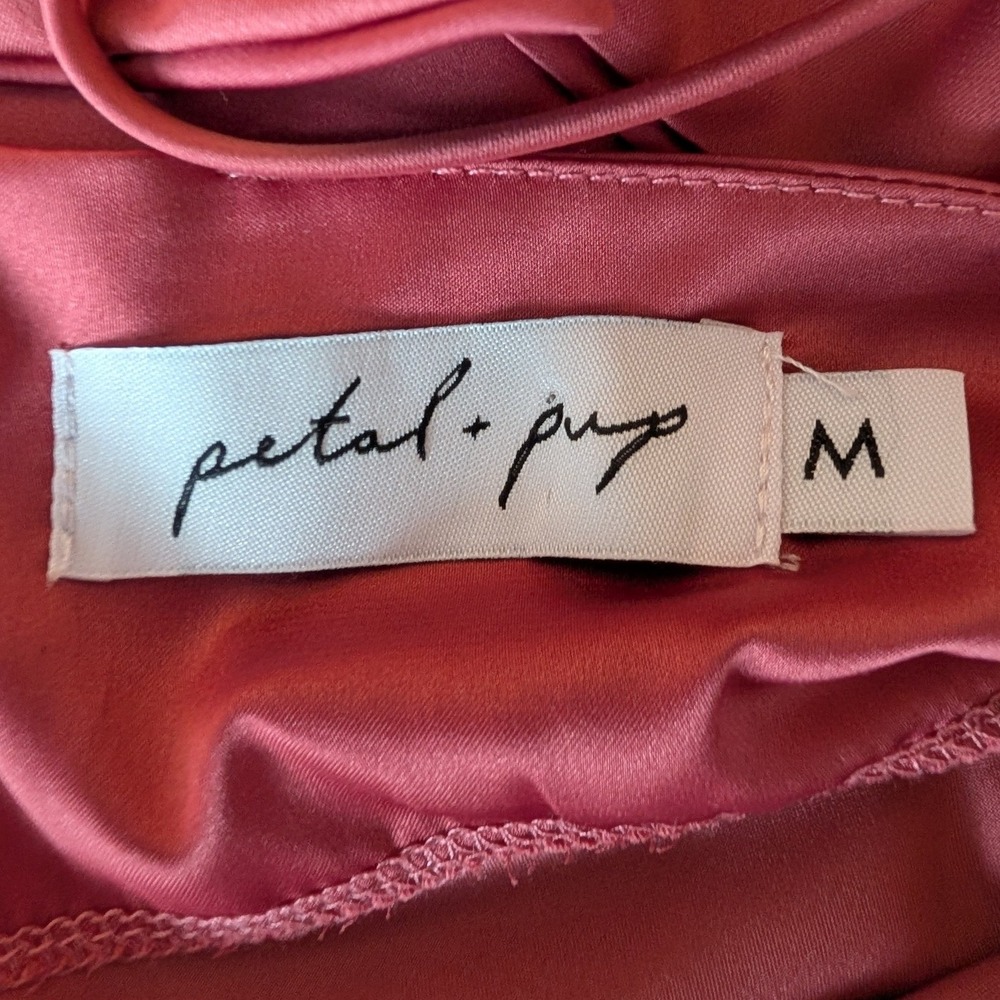 Petal + Pup‎ Poppy Cut Out Midi Slip Dress M Rose Pink Satin Wedding Cocktail - Picture 8 of 15